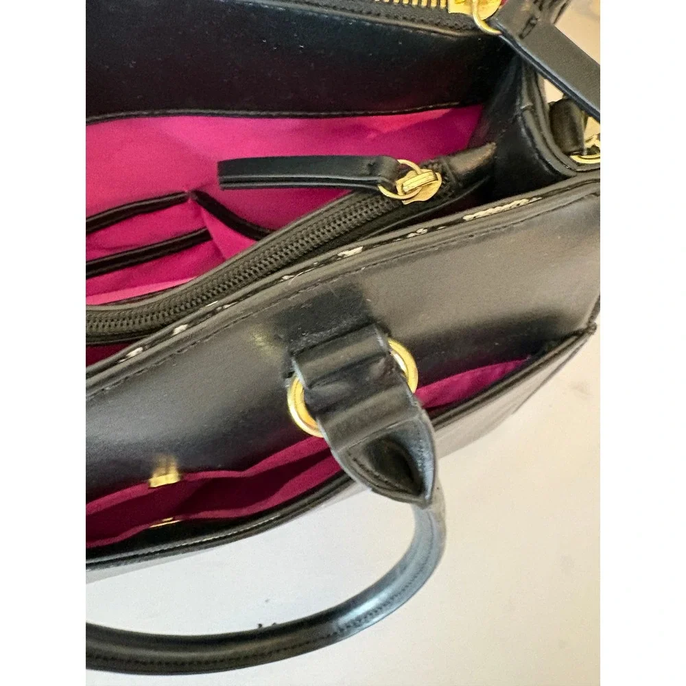 Nicole by Nicole Miller New York Black Quilted Satchel Crossbody Bag Minimalist